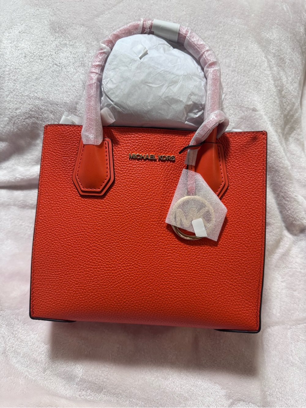 Michael Kors Orange Pebbled Leather Tote